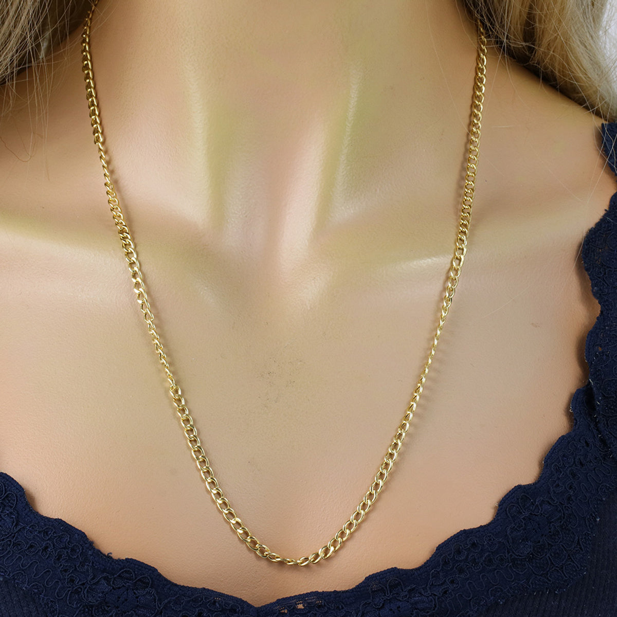 Corrente Groumet Bitola 3,50 mm 70 cm em Ouro 18K