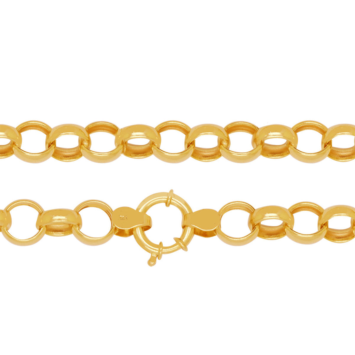 Corrente Portuguesa Bitola 9,50 mm 45 cm em Ouro 18K