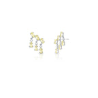 Brinco Ear de Prata 925 Cuff com Cristais de Gota em Pêndulo