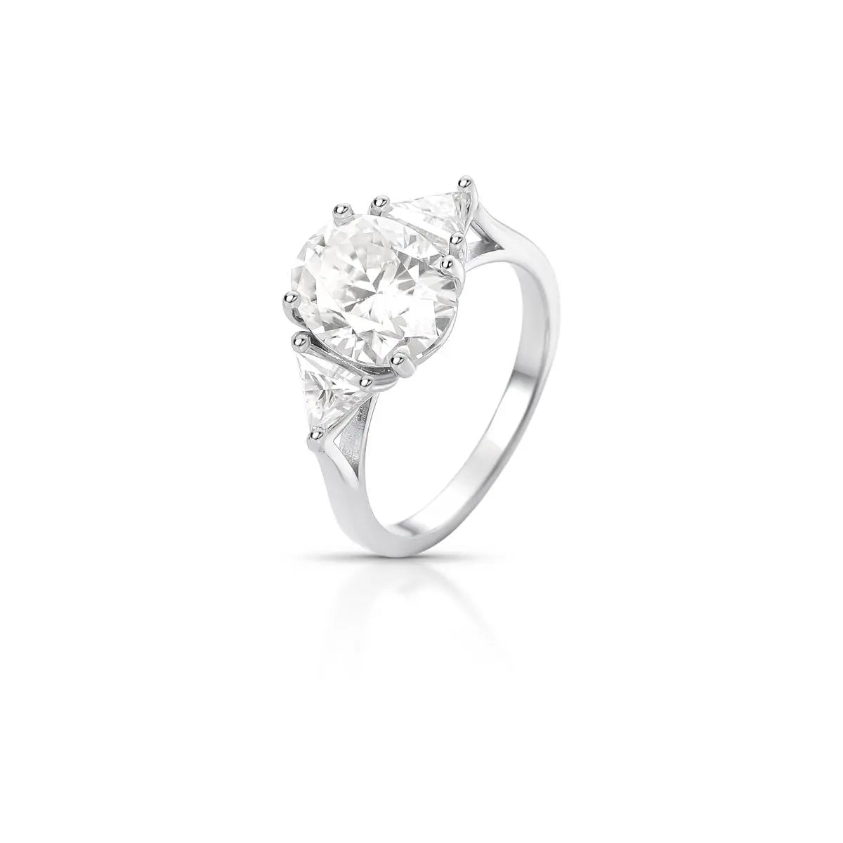 Anel de Prata 925 com Pedras Moissanite Oval 8x10mm