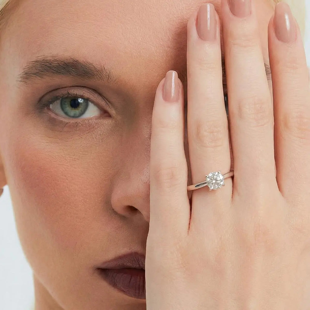 Anel de Prata 925 Solitário Pedra Moissanite 6.5mm