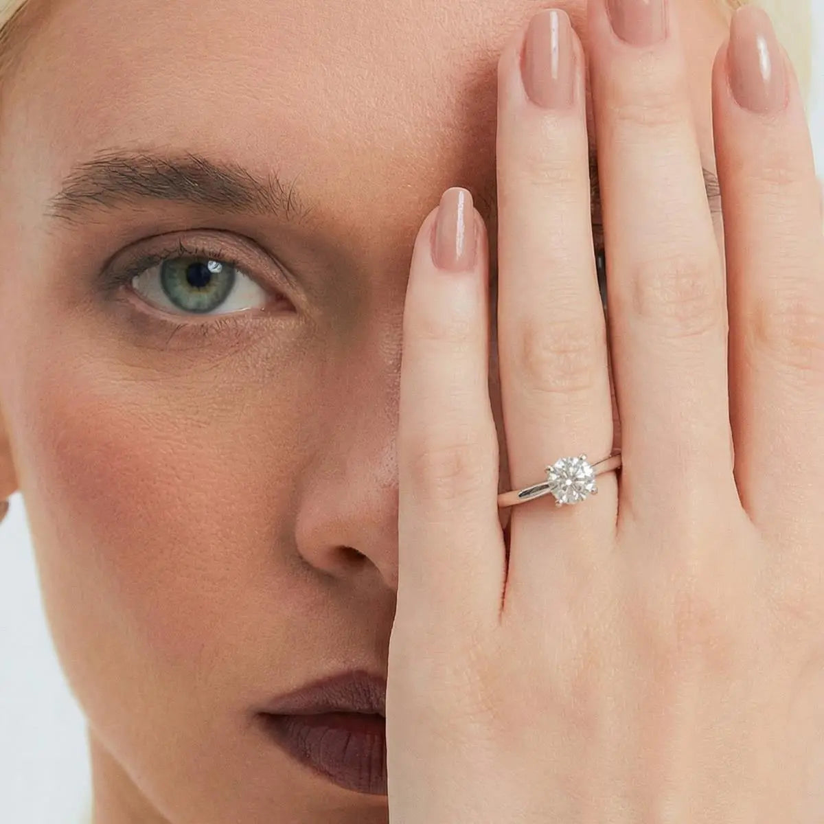 Anel de Prata 925 Solitário Pedra Moissanite 6.5mm