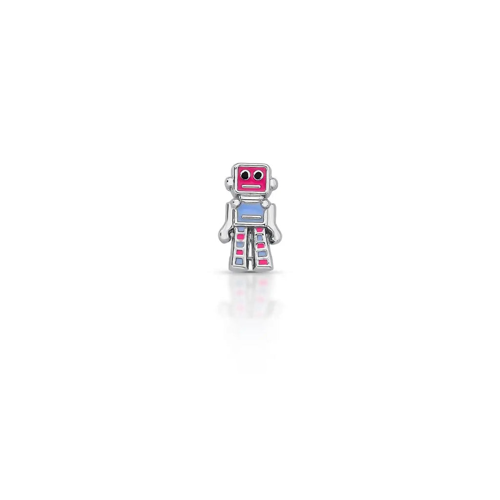 Pingente Folheado a Ródio Esteira Kids de Robô Esmaltado