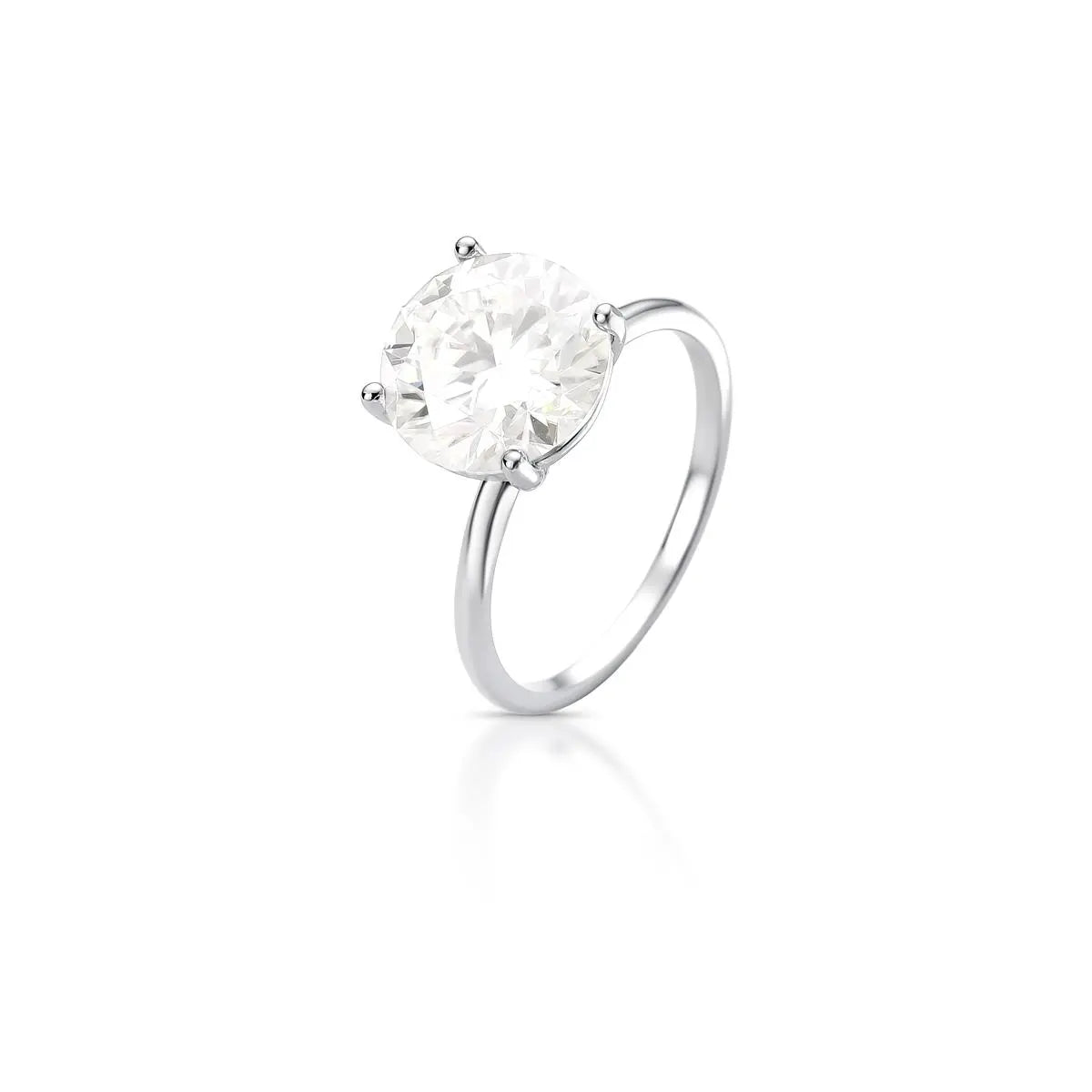Anel de Prata 925 com Pedra Moissanite 10mm Redondo