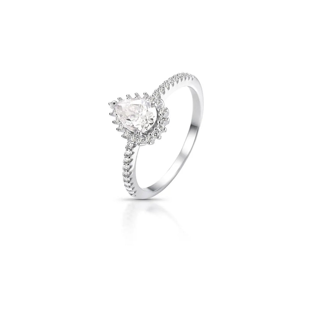 Anel de Prata 925 de Gota em Pedras Moissanites
