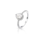 Anel de Prata 925 de Gota em Pedras Moissanites