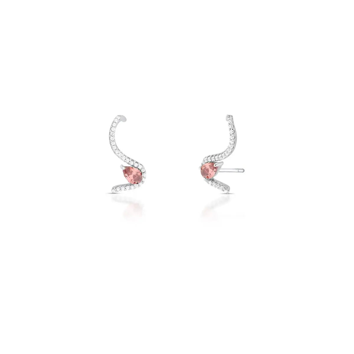 Brinco Ear de Prata 925 Cuff Curvo com Cristal de Gota