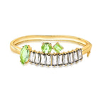 Bracelete Folheado a Ouro Curvo com Cristais Geométricos