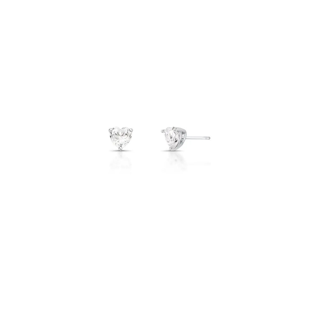 Brinco de Prata 925 de Coração com Pedra Moissanite 6x6mm