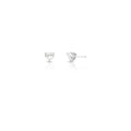 Brinco de Prata 925 de Coração com Pedra Moissanite 6x6mm