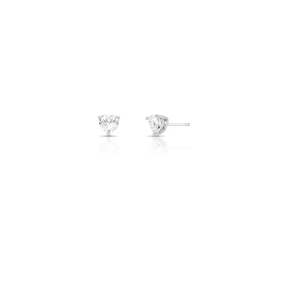 Brinco de Prata 925 de Coração com Pedra Moissanite 6x6mm