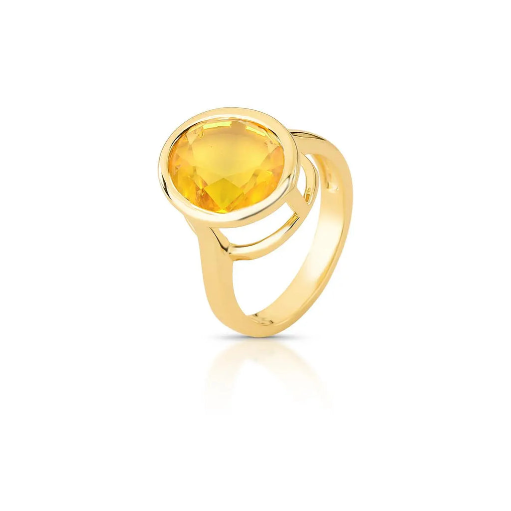Anel Folheado a Ouro Oval em Cristal