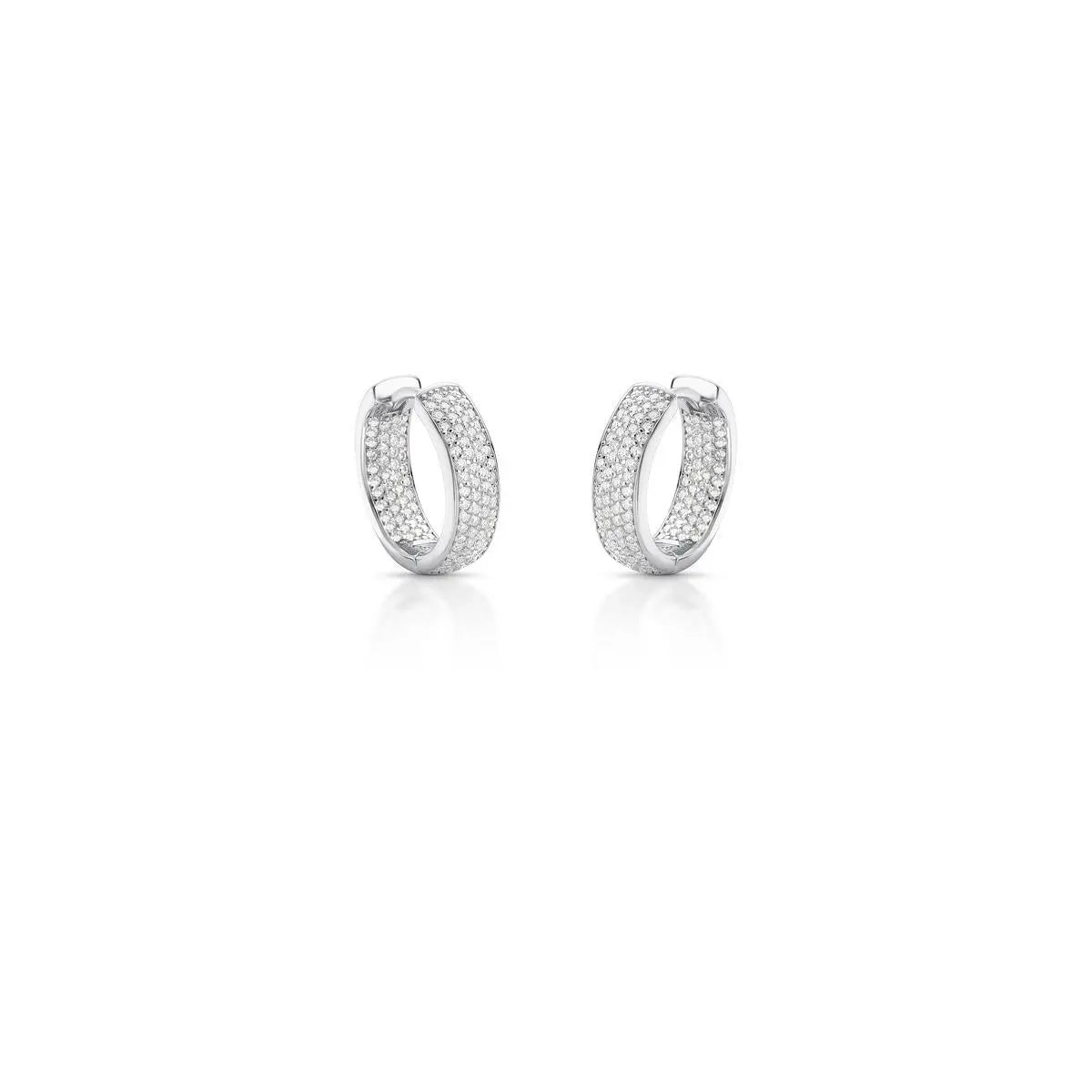Argola de Prata 925 Redonda com Pedras Moissanites 1mm