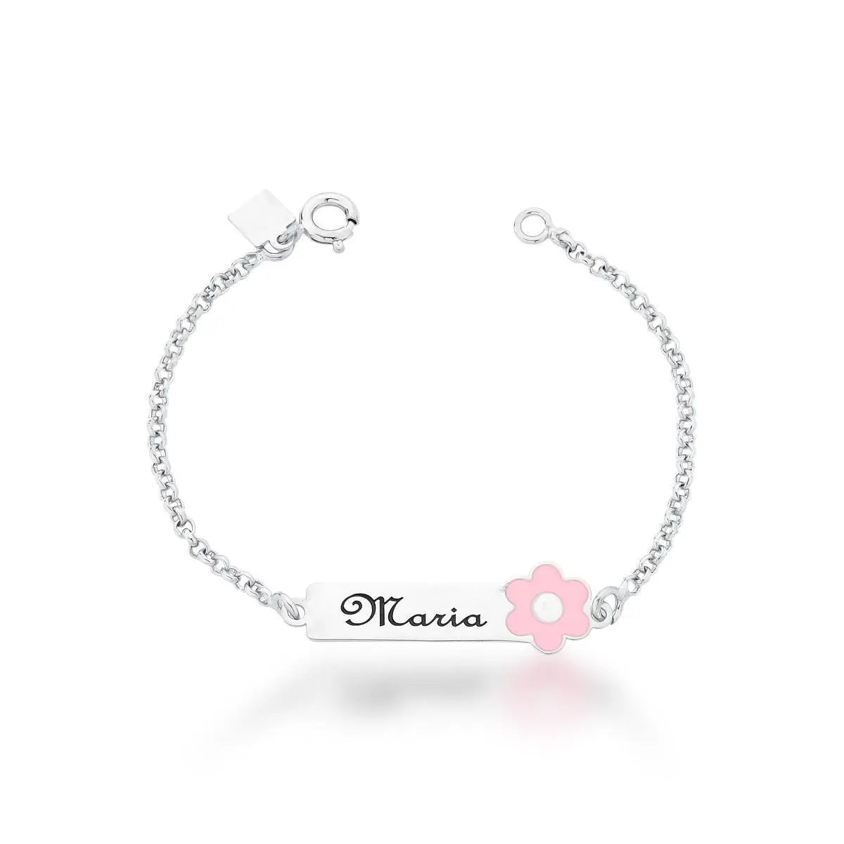 Pulseira de Prata 925 Flor Personalizada com Nome
