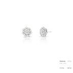 Brinco de Prata 925 de Flor com Pedras Moissanites 2mm