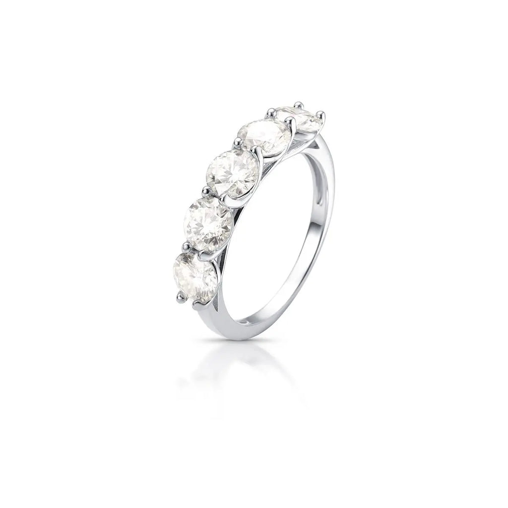 Anel de Prata 925 com Pedras Redondas Moissanite 5mm