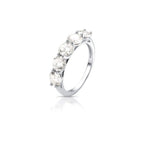 Anel de Prata 925 com Pedras Redondas Moissanite 5mm