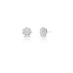 Brinco de Prata 925 de Flor com Pedras Moissanites 2mm