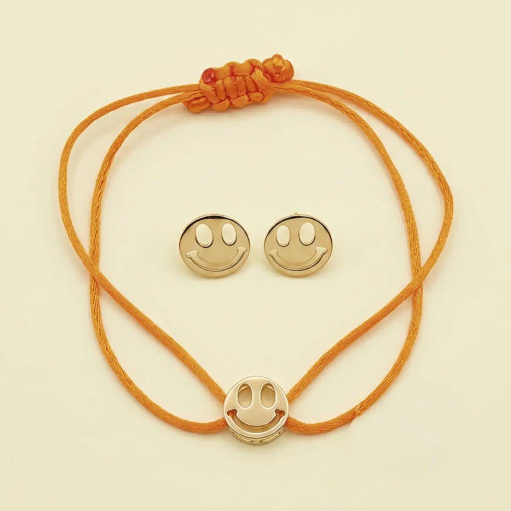 Pulseira de Prata 925 Banhada a Ouro Regulável Kids com Emoji Feliz