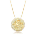 Colar Folheado a Ouro com Pingente Redondo Signo Libra e Cravejado