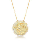 Colar Folheado a Ouro com Pingente Redondo Signo Libra e Cravejado