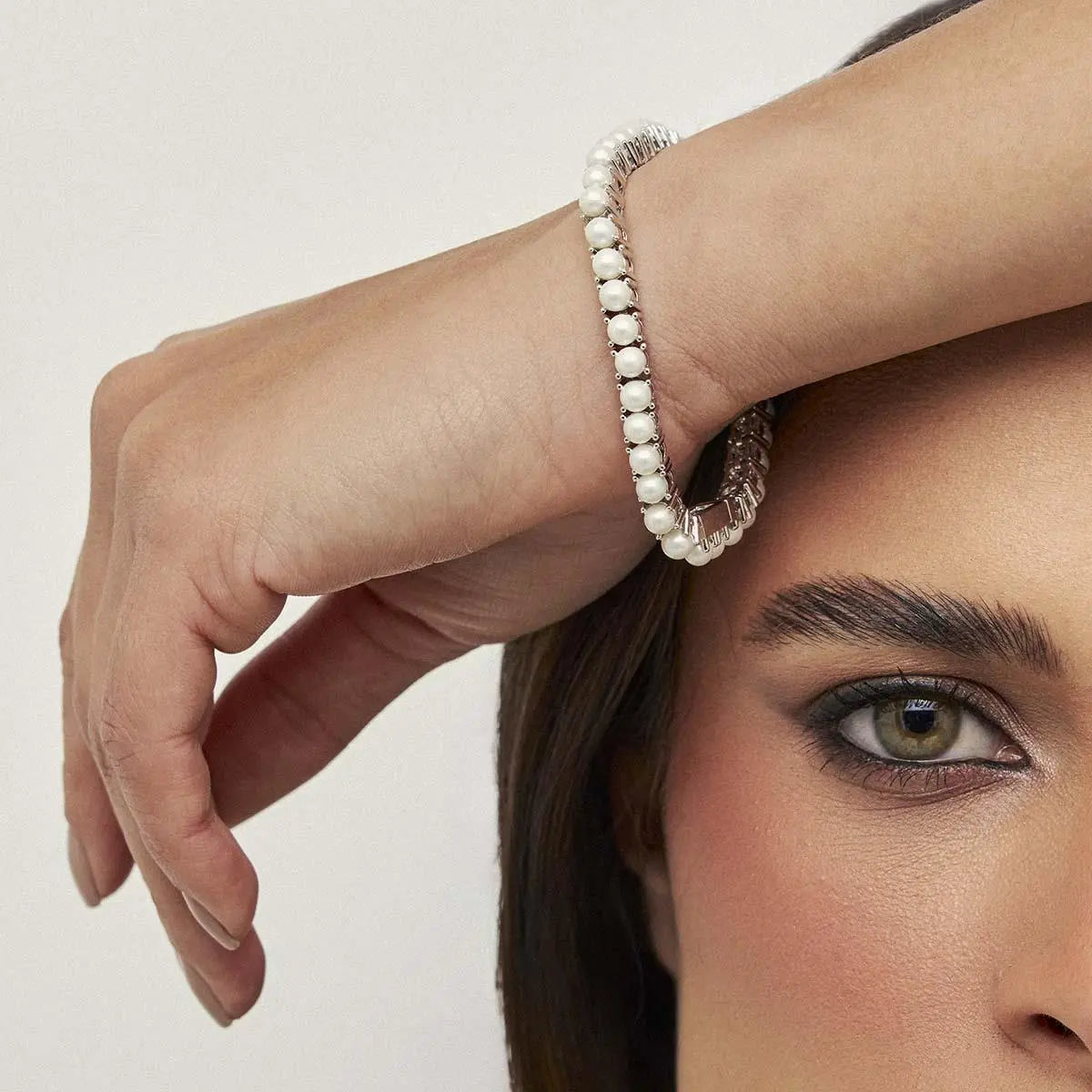 Pulseira Riviera Folheada a Ródio com Pérolas Shell