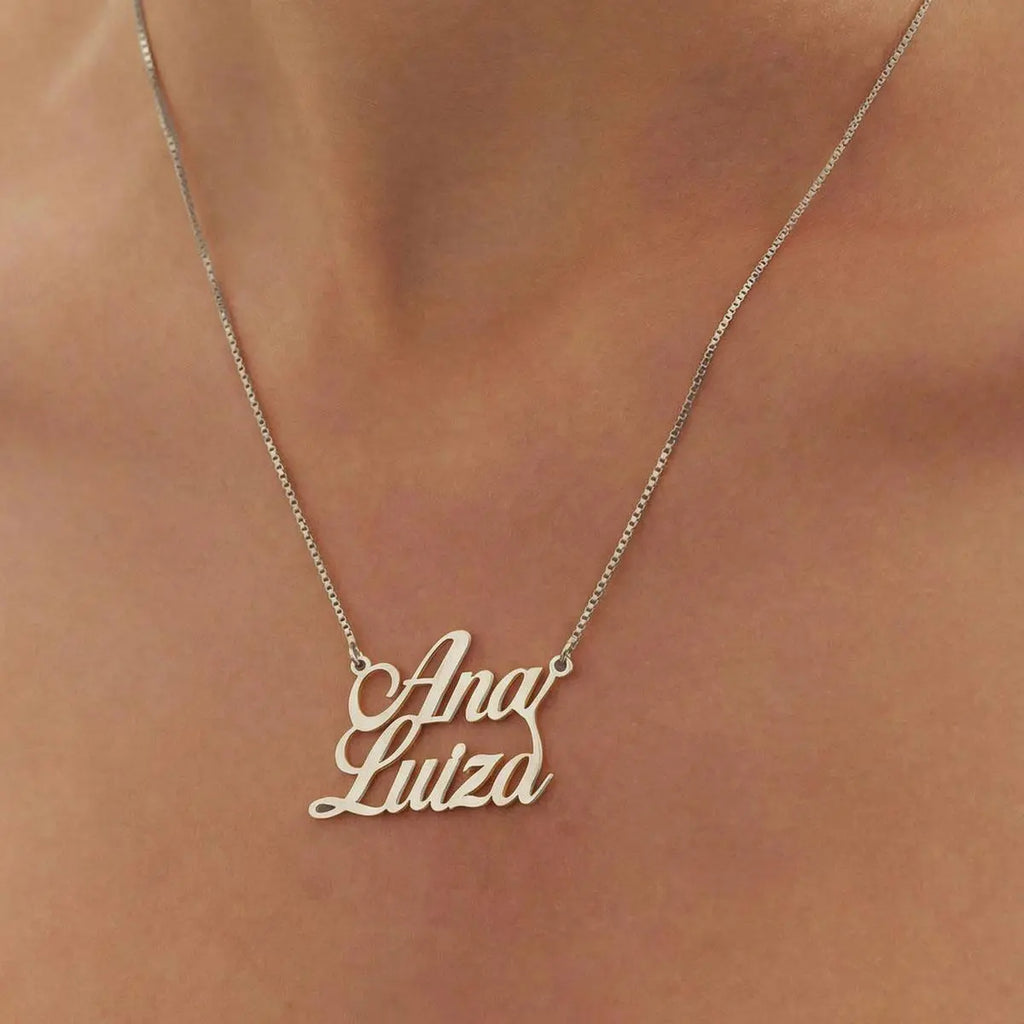 Gargantilha de Prata 925 Personalizada Nome com Até 16 Letras