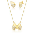 Conjunto Brinco e Corrente com Pingente Asa Banhada a Ouro