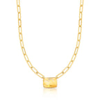 Colar Folheado a Ouro com Cristal Retangular