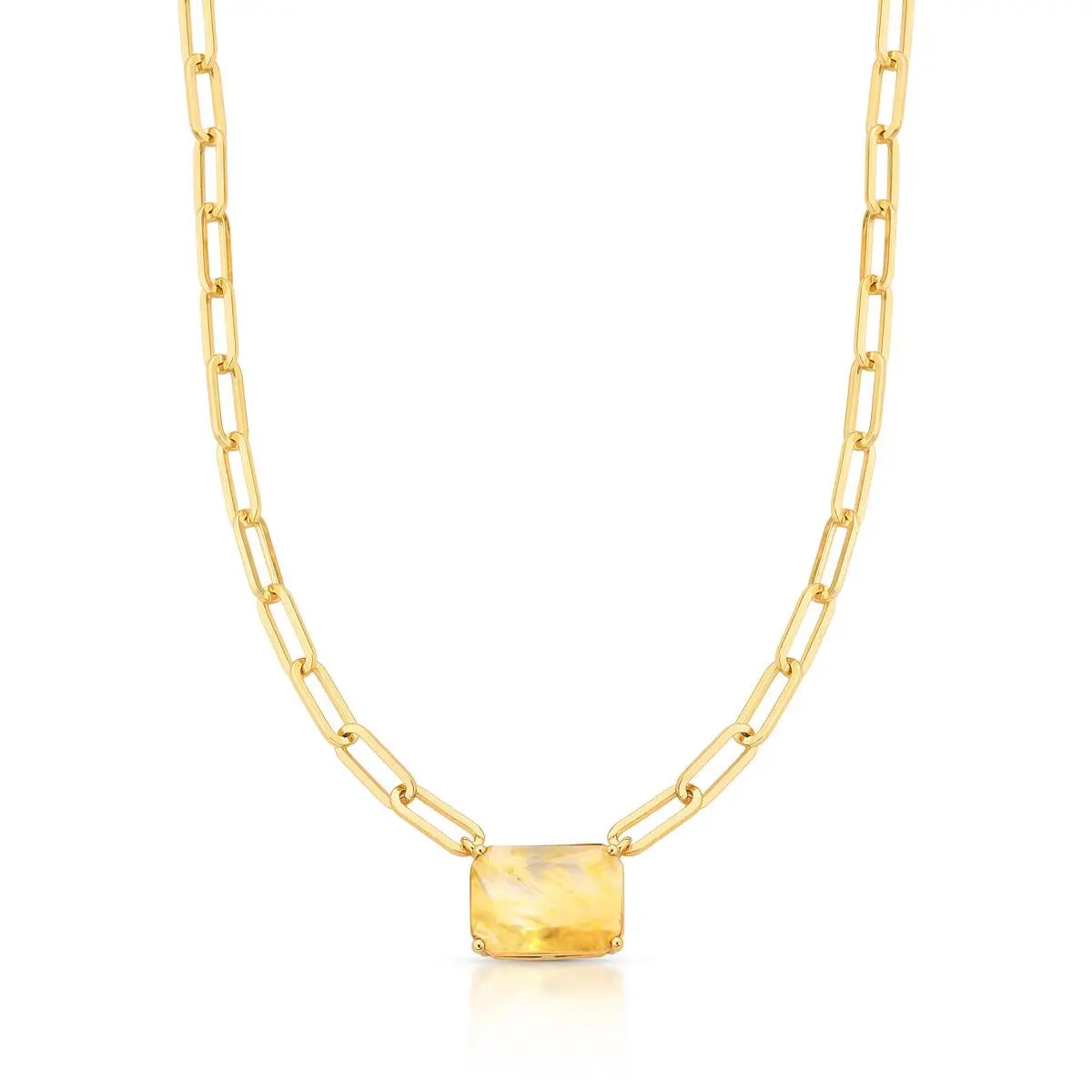 Colar Folheado a Ouro com Cristal Retangular