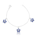 Pulseira de Prata 925 Kids com Três Pingentes de Flor