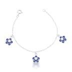 Pulseira de Prata 925 Kids com Três Pingentes de Flor