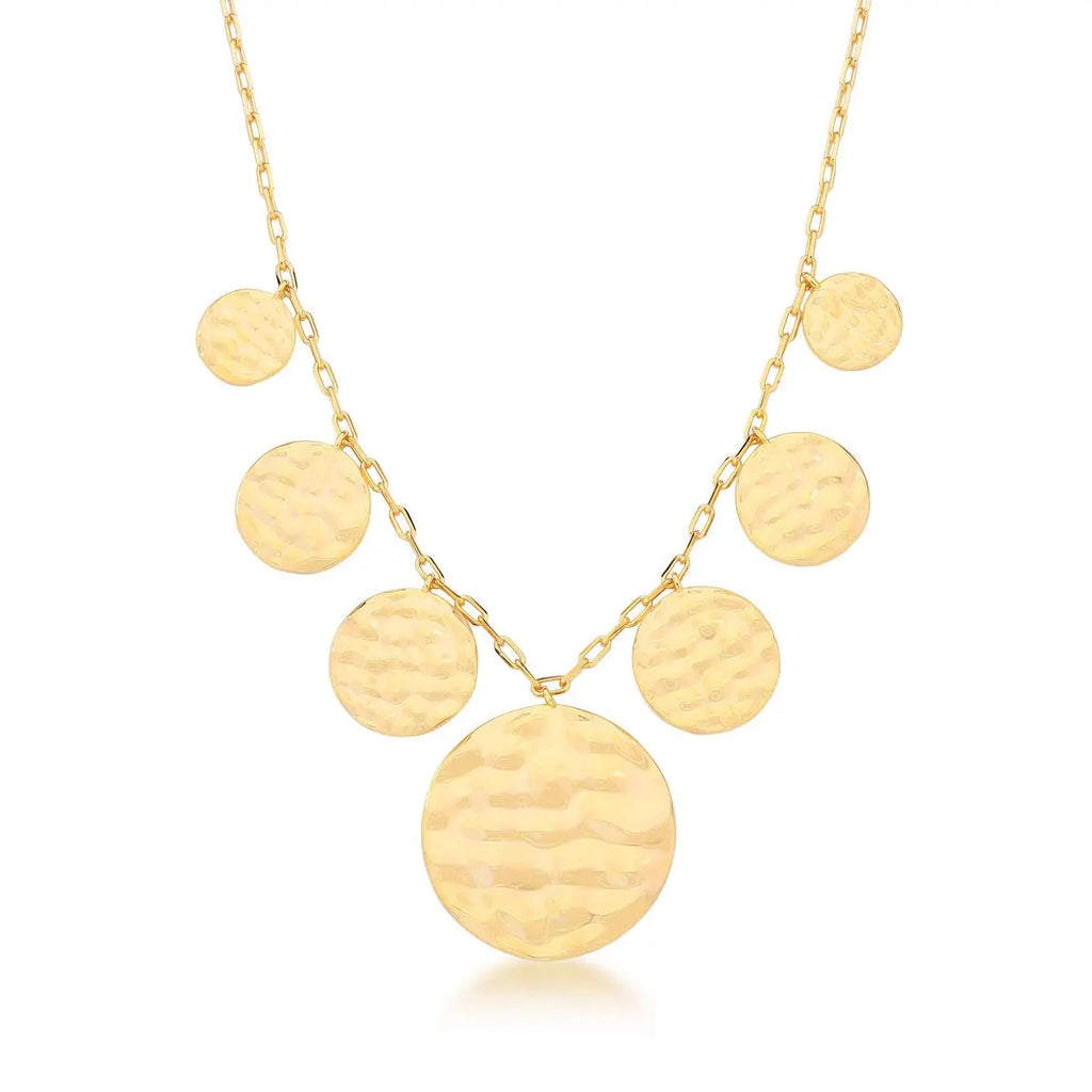 Colar Folheado a Ouro com Medalhas Texturizadas