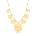 Colar Folheado a Ouro com Medalhas Texturizadas