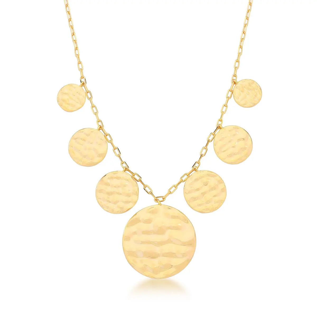 Colar Folheado a Ouro com Medalhas Texturizadas