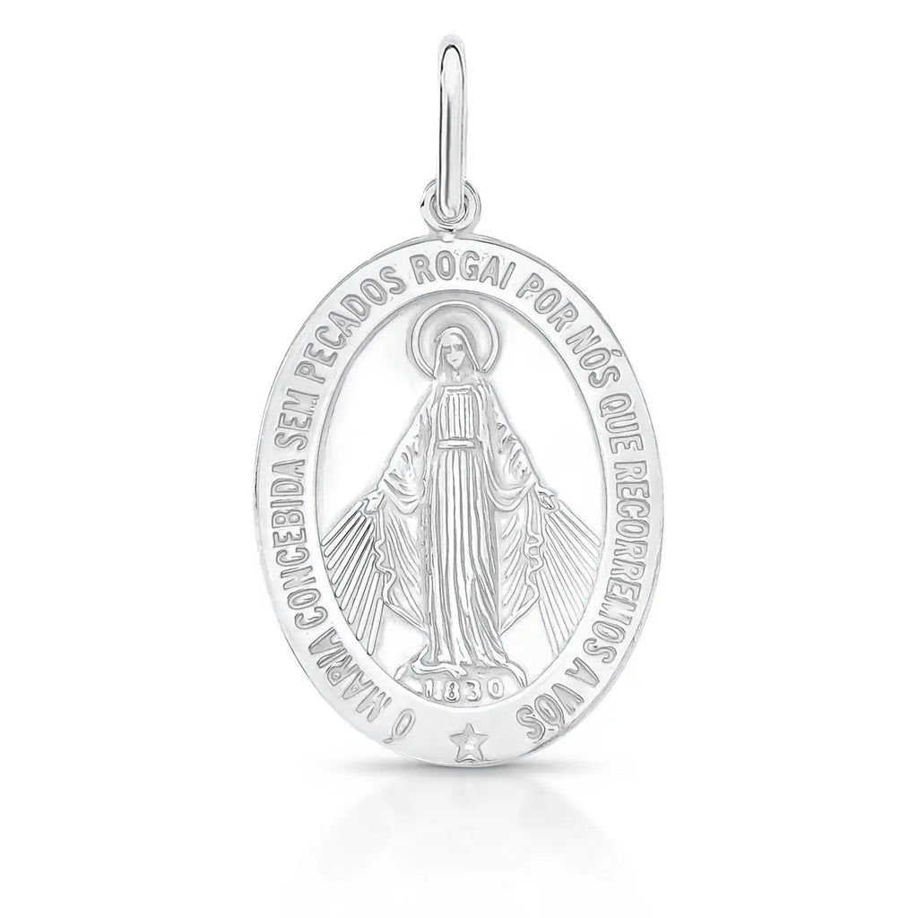 Pingente de Prata 925 Imagem Nossa Senhora das Graças Liso