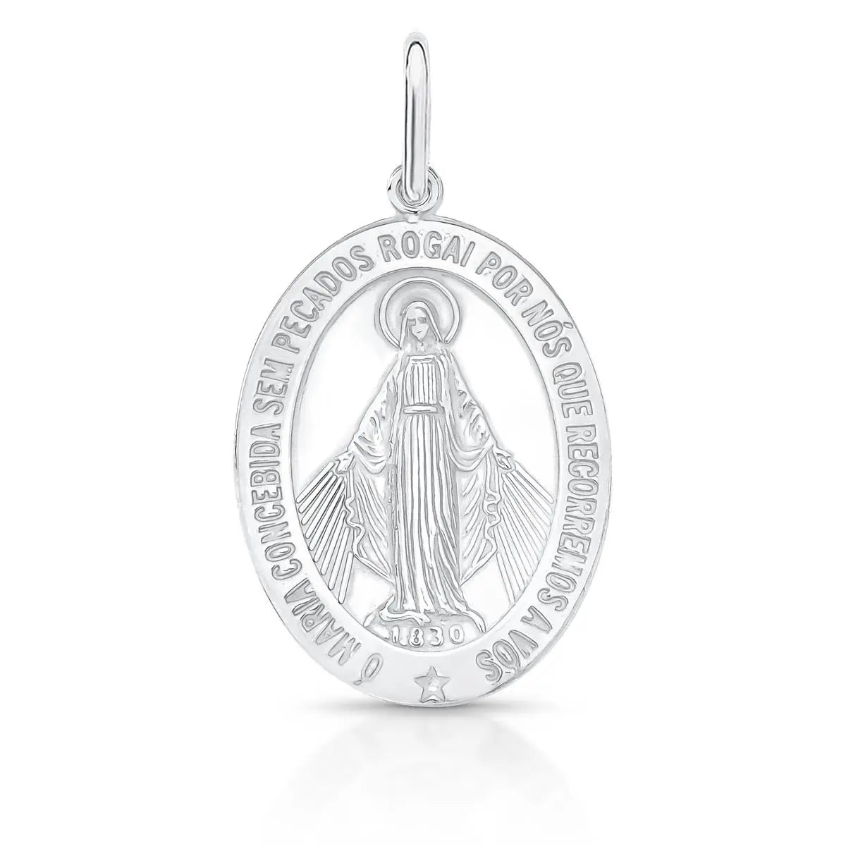Pingente de Prata 925 Imagem Nossa Senhora das Graças Liso