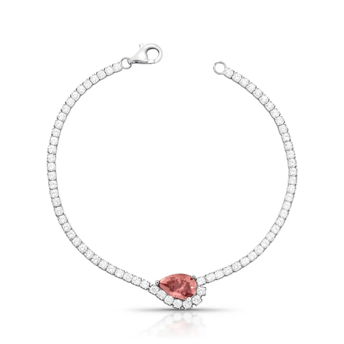 Pulseira Riviera de Prata 925 com Cristal de Gota e Zircônias