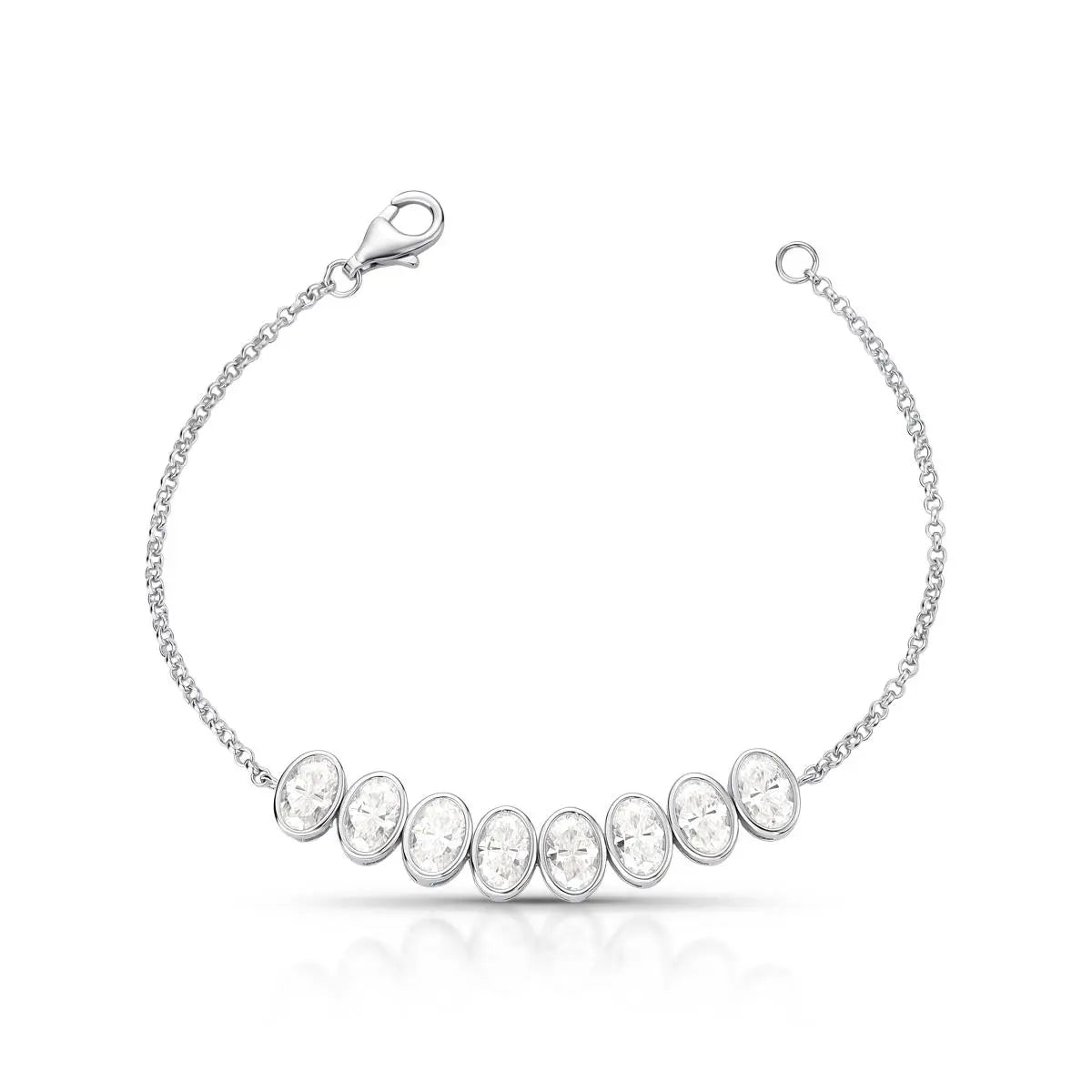 Pulseira de Prata 925 em Pedras Moissanites 6x4mm