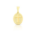 Pingente Folheado a Ouro de Cruz Oval Texturizado Liso