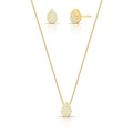 Conjunto Brinco e Colar com Pingente de Gota em Zircônias