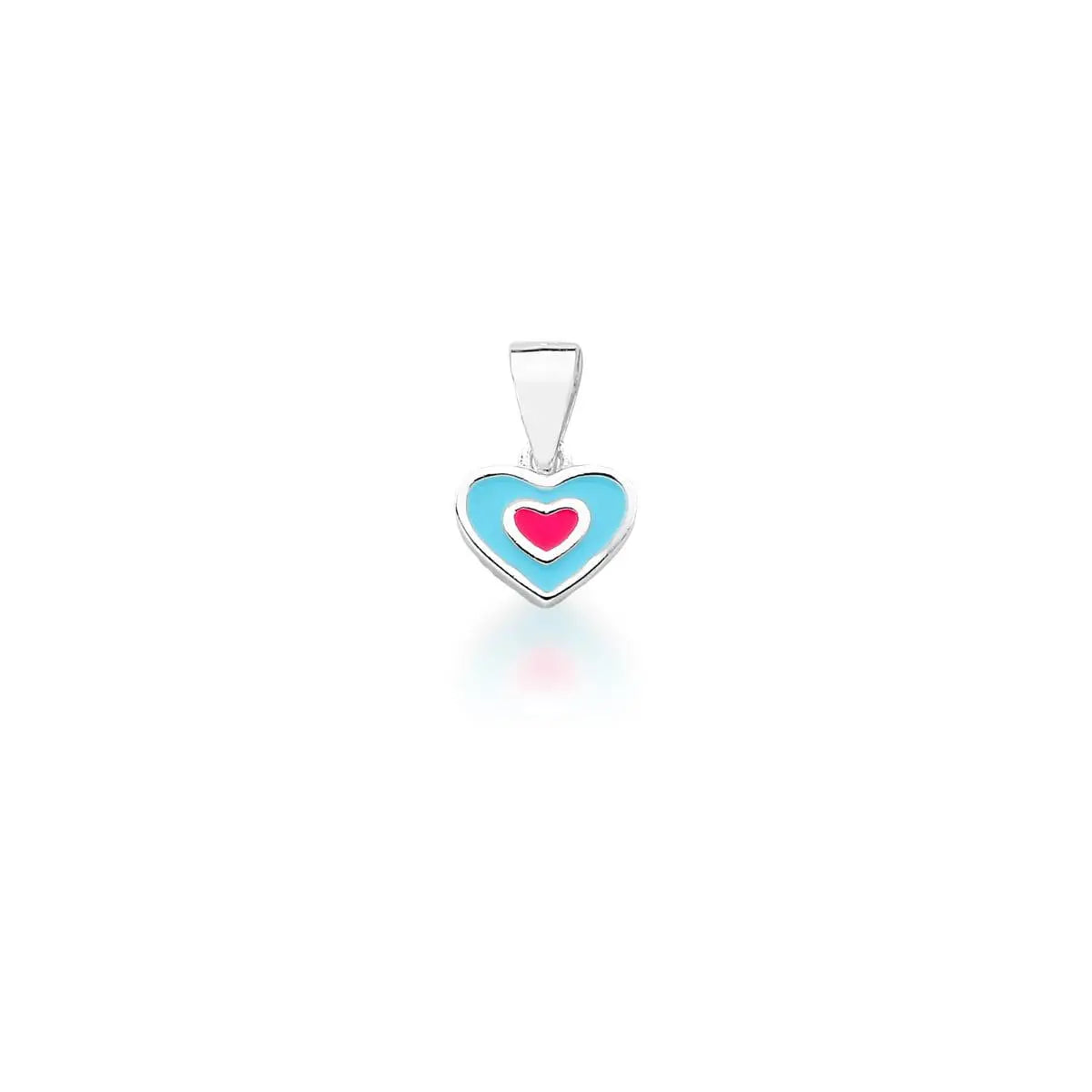 Pingente de Prata 925 Kids de Coração Esmaltado Azul e Vermelho
