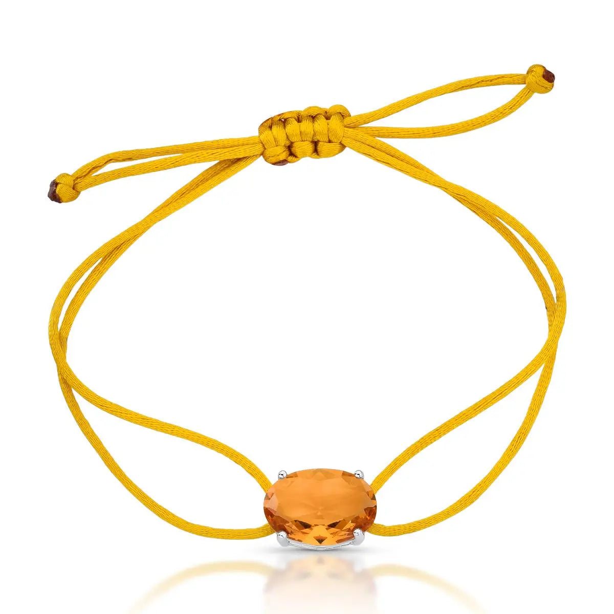 Pulseira de Prata 925 Regulável em Fio Encerado com Cristal