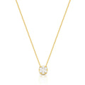 Colar Folheado a Ouro com Pingente de Flor com Cristais Redondos