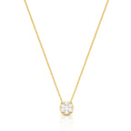 Colar Folheado a Ouro com Pingente de Flor com Cristais Redondos