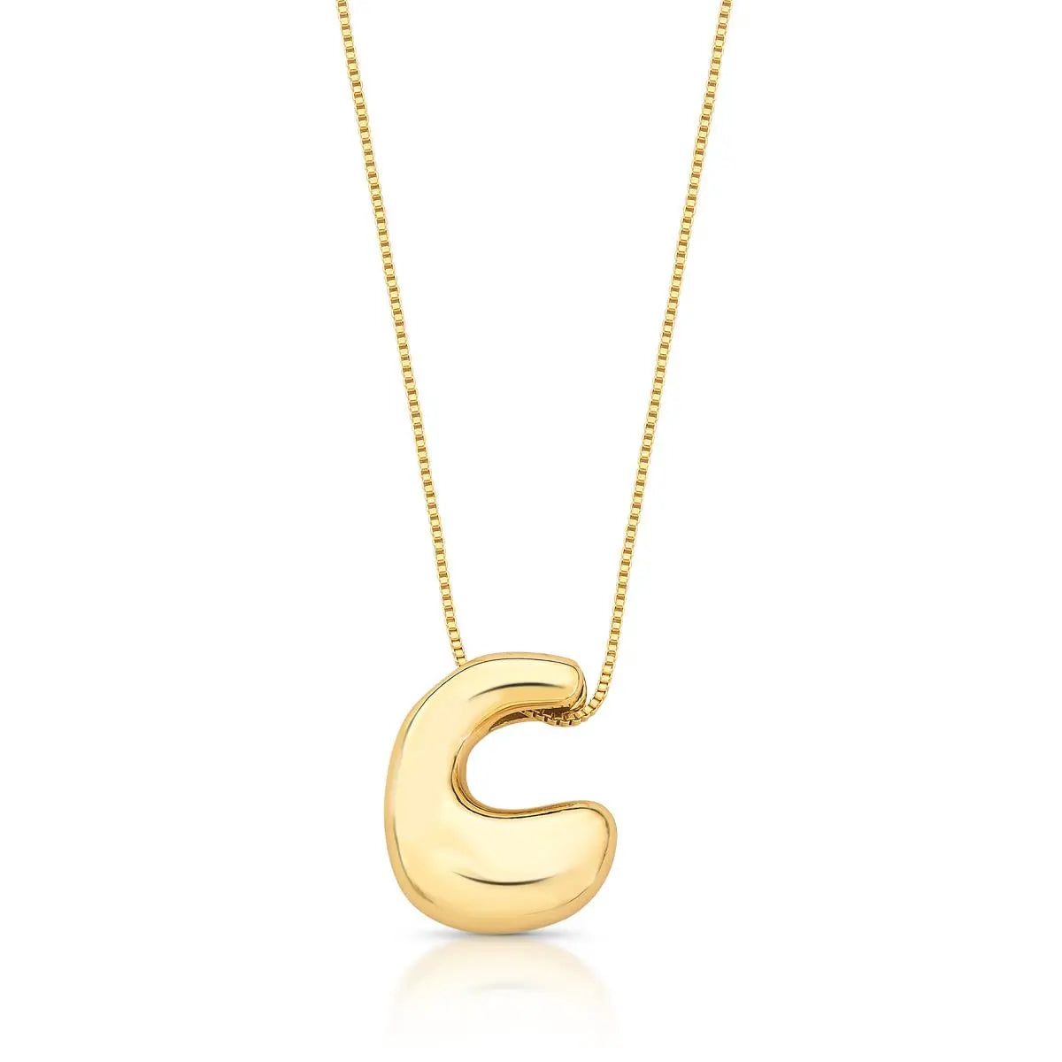Colar Folheado a Ouro com Pingente de Letra "C" Abaulado