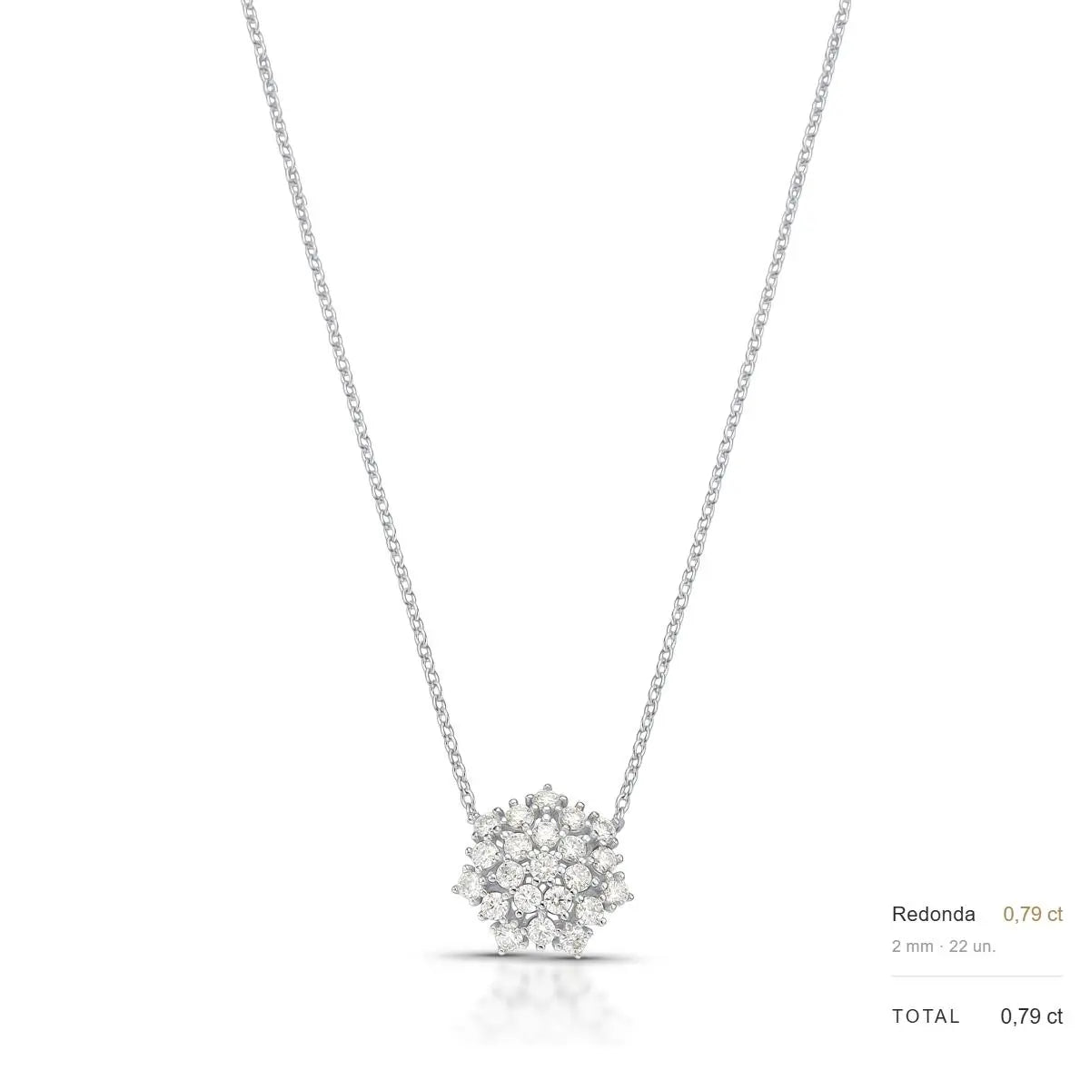 Colar de Prata 925 de Flor com Pedras Moissanites 2mm