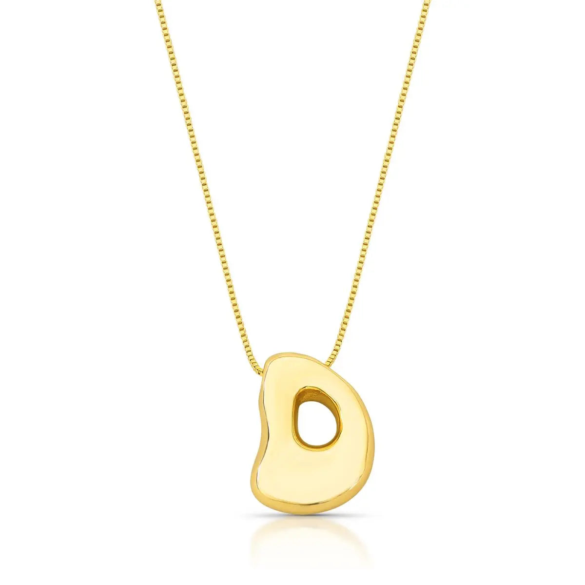 Colar Folheado a Ouro com Pingente de Letra "D" Abaulado