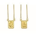 Escapulário Veneziana Bitola 0,60 mm Imagem Retangular Pequena Face Dupla em Ouro 18K