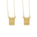 Escapulário Veneziana Longa Bitola 0,70 mm Imagem Retangular Pequena Face Dupla em Ouro 18K